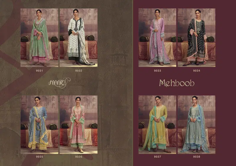 Meheboob By Kimora Heer Muslin Print Embroidery Designer Salwar Suits Wholesale Price In Surat
